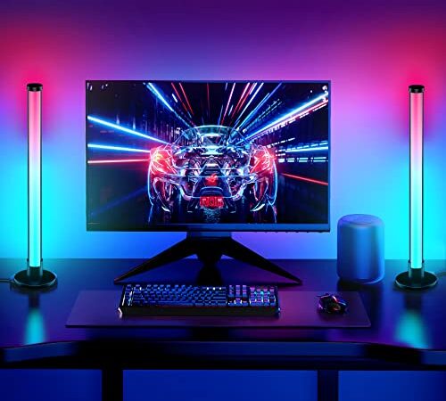 ELOUYCKE Smart LED Lightbar 2er Set, RGB Smart LED Lampe TV Hintergrundbeleuchtung Gaming Lampe funktioniert Sync mit Musik und APP Control Steuerung für Gaming, Filme, PC, TV, Raumdekoration
