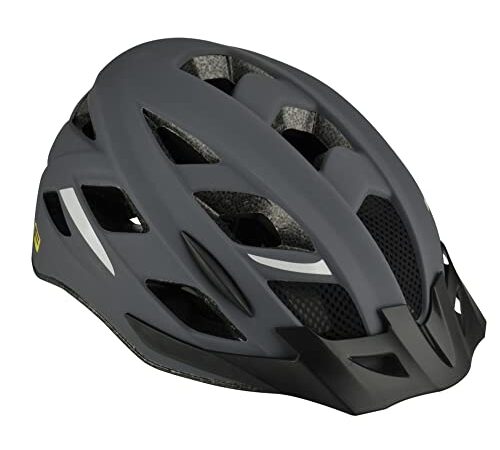 FISCHER Erwachsene Fahrradhelm, Radhelm, Cityhelm Urban Levin, L/XL, 58-61cm, grau, mit beleuchtetem Innenring-System