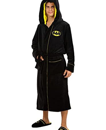 Funidelia | Batman Bademantel für Herren The Dark Knight, Superhelden, DC Comics - Lustige Geschenke für Erwachsene an Weihnachten, Geburtstag und anderen Anlässen - Größe L-XL - Schwarz