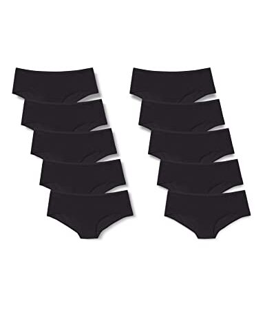 Iris & Lilly Damen Hipster-Unterwäsche Baumwolle, 10er-Pack, Schwarz, 42