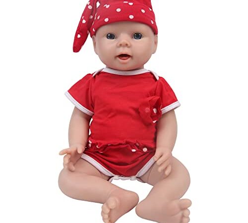 IVITA Ganzkörper Silikon Reborn Baby Puppe Offener Mund Neugeborene Babypuppe Zwillinge Babypuppe Handgemachte Blaue Augen Weiche Babypuppe (WG1552-51cm-3332g-Mädchen)