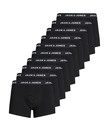 JACK & JONES Herren Jacsolid Trunks 10 Packs Boxershorts, Schwarz, L EU