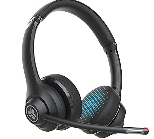 JLab Go Work Wireless Headset mit Mikrofon: 45+ Std. Wiedergabezeit, Kopfhörer mit Multipoint-Verbindung, kabellos oder mit Kabel für PC und Handy, Bluetooth-Headset PC mit Mikrofon für Laptop Büro