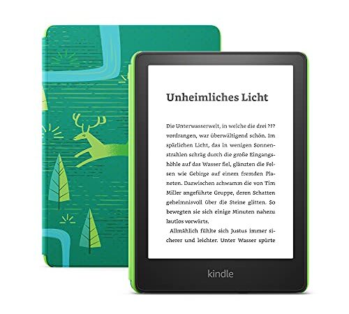 Kindle Paperwhite Kids – Mit über 1.000 Kinderbüchern, kindgerechter Hülle und 2 Jahren Sorglos-Garantie – Juwelenwald | 8GB