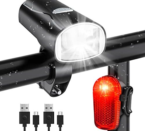 LED Fahrradlicht Set,StVZO Zugelassen Fahrradbeleuchtung Fahrradlicht USB Aufladbar Wasserdicht I Fahrradlich Vorne und Rücklicht I Fahrrad Lichter LED Set I Fahrradlampe