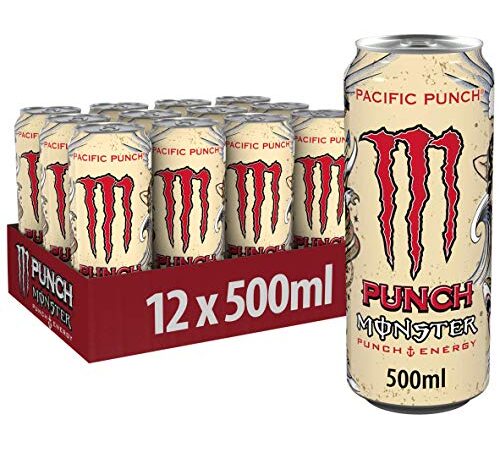 Monster Energy Pacific Punsch - koffeinhaltiger Energy Drink mit erfrischendem Punsch-Geschmack aus Himbeere, Guave und Kirsche - in praktischen Einweg Dosen (12 x 500 ml)