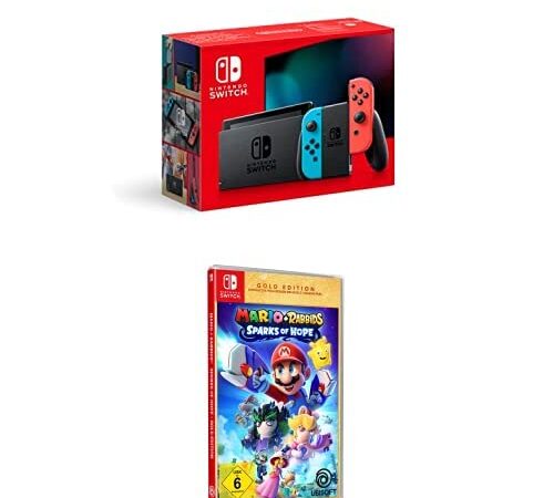 Nintendo Switch Konsole - Neon-Rot/Neon-Blau + Mario + Rabbids Sparks of Hope Gold - [Nintendo Switch]