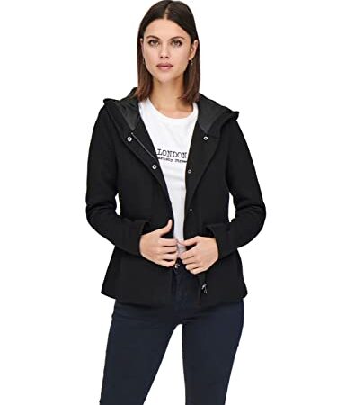 ONLY Damen Übergangsjacke ONLSedona Light Short mit XL-Kapuze 15186683 black L
