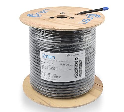 Oren CAT6A 100m Ethernet Kabel für den Außenbereich – Direkte Erdverlegung – 23 AWG Reiner Kupferdraht – 500 MHz Bandbreite U/FTP-Internet-LAN-Netzwerkkabel, halogenfrei, nicht korrosiv – 10 GbE