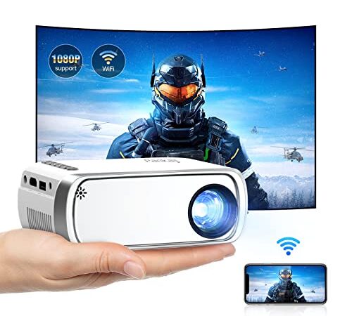 Pankaji WiFi Beamer, Mini Beamer Full HD 1080P Unterstützung Beamer Heimkino Video Beamer Kompatibel mit PS4/TV Stick/HDMI/USB/iOS/Android Handy Tragbarer Beamer