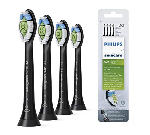 Philips Sonicare Original W2 Optimal White Standard-Schallzahnbürstenköpfe - 4er-Pack in Schwarz (Modell HX6064/11)