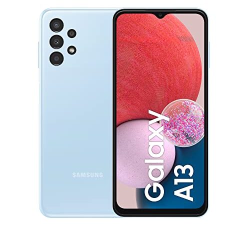 Samsung Galaxy A13 Android-Smartphone, 6,6 Zoll Infinity-V Display, Android 12, 4 GB RAM und 64 GB interner erweiterbarer Speicher, Akku 5.000 mAh ³, Hellblau