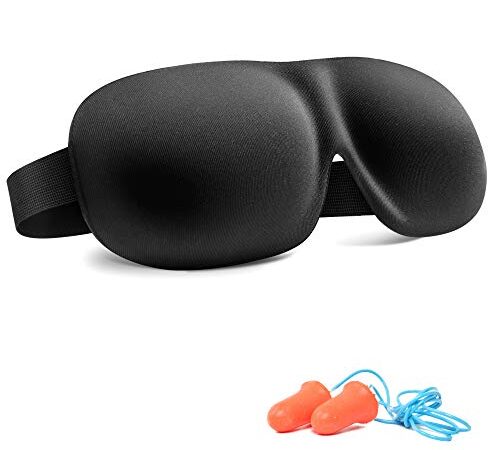 Schlafmaske für Männer & Frauen, Trilancer 3D Schlafbrille Nachtmaske, Memory Schaum Augenabdeckung，Absolute Dunkelheit Augenmaske mit Ohrstöpseln