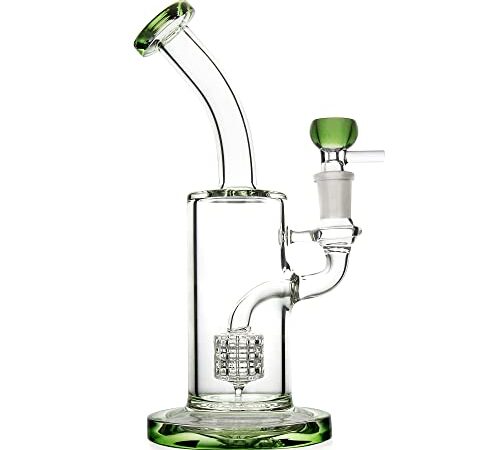 The7boX Water Bong Glass Bongs for Smoking 14 mm Green Oil Rig Pipes with Percolator