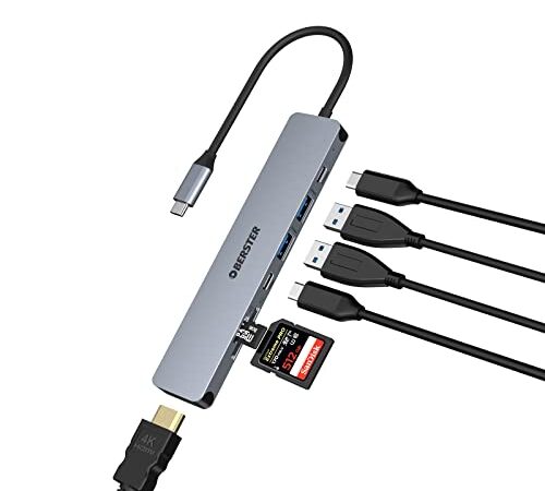 USB C Hub USB C Adapter, OBERSTER USB C Adapter mit 4K HDMI, USB C 3.0,100W PD, 2 USB 3.0, SD/TF Kartenleser Kompatibel Laptop, MacBook Pro/Air Surface Pro 8 und andere Typ C Geräten