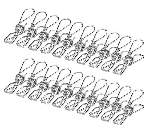 Vicloon Wäscheklammern Edelstahl,100 Stück Edelstahl Wäscheleine Klammern für Handtuch, Kleidung, Socken-Silber