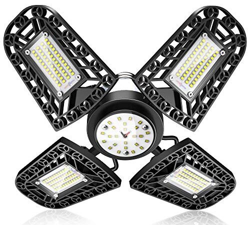 Werkstattlampe, 16800 Lumens 120W 6000K Garagenlampe mit 4+1 Aluminiumflügel, 120 Grad Weitwinkel verstellbar, IP64-Design Werkstattleuchte für Parkhäuser, Lagerhallen, Keller, Korridore, Balkone
