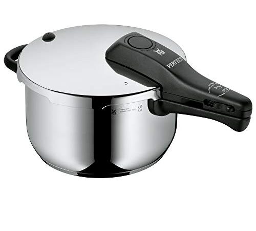 WMF Perfect Schnellkochtopf Induktion 4,5l, Dampfkochtopf, Cromargan Edelstahl poliert, 2 Kochstufen, Einhand-Kochstufenregler