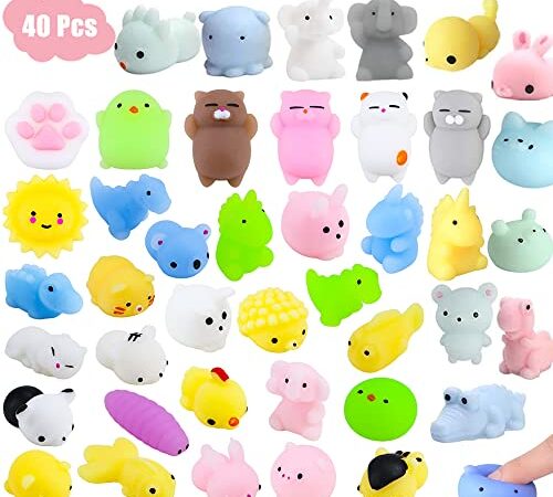 40 Stück Mochi Squishy, Squeeze Toy Set, Niedlich Squishies Fidget Toys Anti Stress Spielzeug,für Kinder Erwachsene, Ostereier, Stressabbau,Geschenktüten für Klassenzimmerpreise