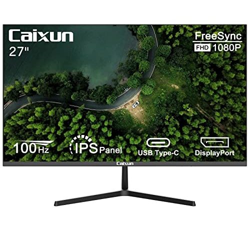 Caixun 27 Zoll Monitor 100Hz IPS Gaming Monitor, USB Tpye-C FHD Monitor mit eingebautem Lautsprecher und ultra-dünner Lünette, HDMI DP USB-C Anschlüsse (USB-C und HDMI Kabel im Lieferumfang enthalten)