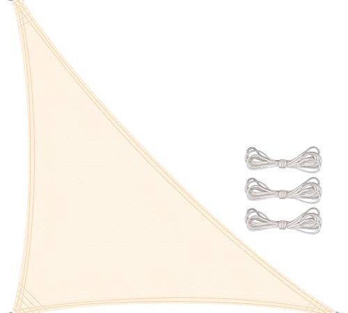 CelinaSun Sonnensegel inkl Befestigungsseile Premium PES Polyester wasserabweisend imprägniert Dreieck rechtwinklig 3 x 3 x 4,25 m Creme weiß