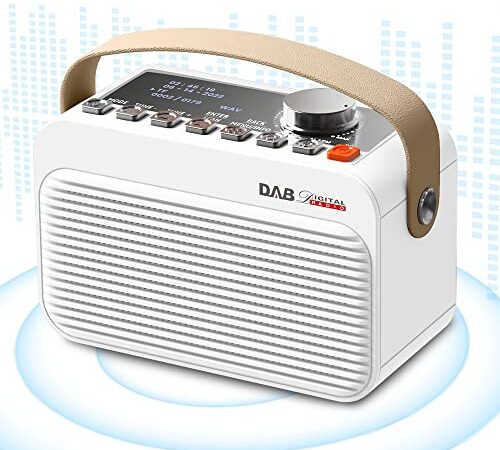 DAB/DAB+ & UKW Digitalradio, Netz- und Akku Radio, Tragbares wiederaufladbares DAB Plus Radio，Küchenradio mit Bluetooth/TF/USB, 80 voreingestellte, Doppelwecker, Kopfhörereingang, LED-Display