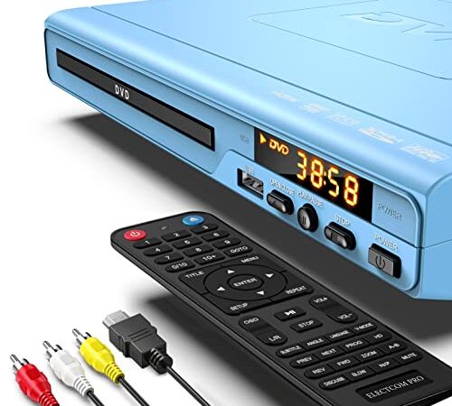 DVD Player für Fernseher mit HDMI, DVD Player/CD Player HDMI die Alle Regionen Abspielen, Einfacher DVD Spieler für ältere Menschen, HDMI und RCA Kabel im Lieferumfang Enthalten - Blau