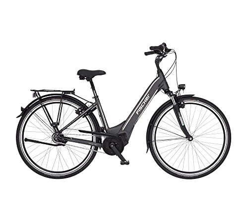 Fischer E-Bike City, CITA 5.0i Elektrofahrrad für Damen und Herren, RH 44 cm, Mittelmotor 50 Nm, 36 V Akku im Rahmen, schiefergrau matt, 28 Zoll