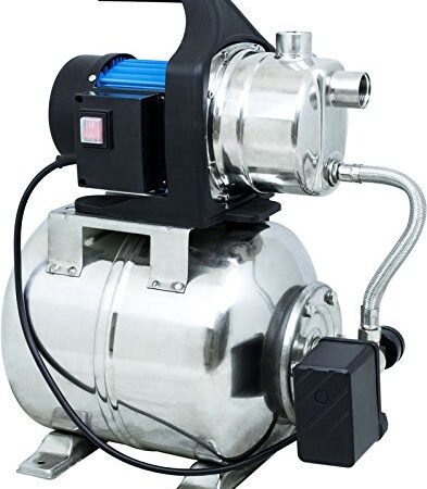 Güde 94637 HWW 1000E Hauswasserwerk (1000W, 3500l/h, Druckschalter, 19 l Edelstahltank, Förderhöhe 44M), 46 x 27 x 52 cm
