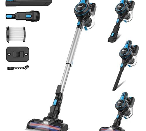 INSE N5S Akku Staubsauger 20KPa, 6-in-1 Staubsauger Kabellos Beutellos, bis zu 45 Min Laufzeit, 1,2 l große Staubbehälter, Herausnehmbarer Akku, Kabelloser Staubsauger für Tierhaare, Teppich, Auto…