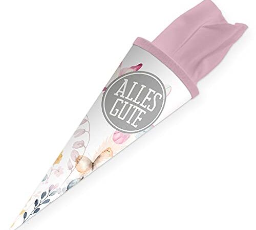 itenga Geschwister Schultüte 35cm Schmetterling Alles Gute mit Filzverschluss kleine Tüte Geschenkverpackung Einschulung Schulanfang