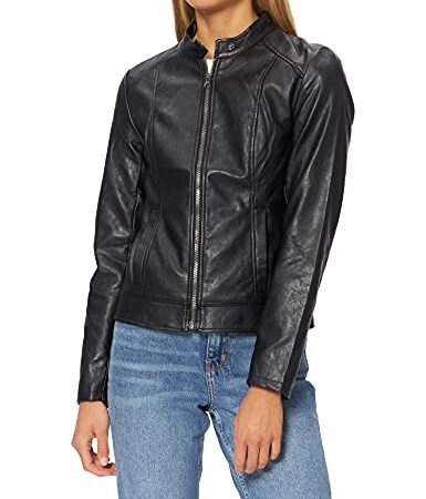 JDY Damen JDYemily Faux Leather Jacket Otw Noos Kunstlederjacke, Black, 36