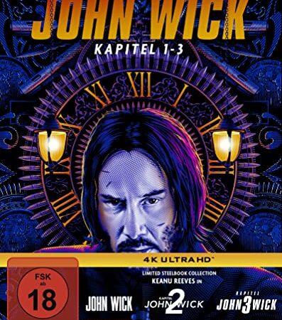 John Wick 1-3 Collection (Steelbook, 3 4K Ultra HDs, Trilogie, Keanu Reeves, Action, Thriller)