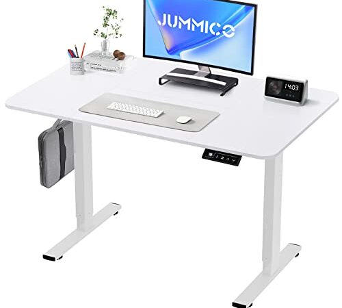 JUMMICO Schreibtisch Höhenverstellbar Elektrisch 120x60 cm, Höhenverstellbarer Schreibtisch Ergonomischer Steh-Sitz Tisch Computertisch Höhenverstellbar Stehschreibtisch Adjustable Desk (Weiß)