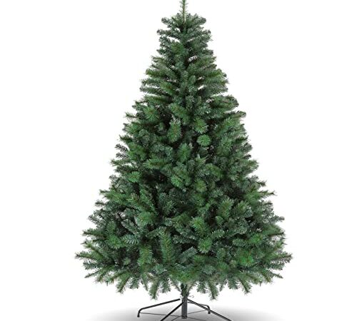 Künstliche Weihnachtsbäume mit 500 Zweigspitzen, faltbarem Standfuß, Metallscharnieren und einfach zu montierendem, grünem Weihnachtsbaum für Home Office Shop Party Dekoration