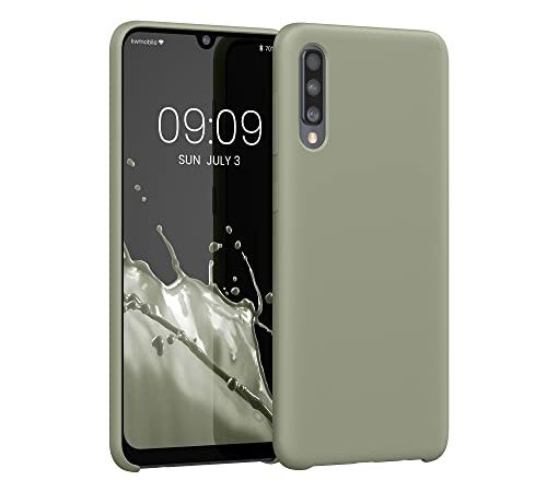kwmobile Hülle kompatibel mit Samsung Galaxy A50 Hülle - dünnes Silikon Handy Case - Handyhülle weiche Oberfläche - kabelloses Laden - Graugrün