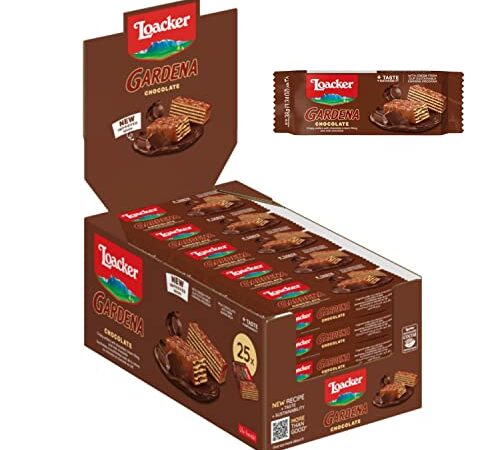 Loacker Gardena (Chocolate) • Mit Vollmilch-Schokolade überzogene Waffeln und zarte Schokoladencreme-Füllung • Waffel-Kekse Großpackung (25 x 38g)