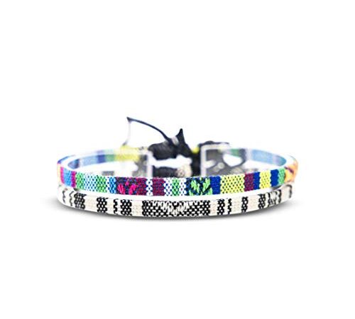 Made by Nami Boho Surfer-Armband 2-er Set Damen & Herren - Handmade Strand Festival Accessoires - Ethno Hippie Style - 100% Wasserfest & Verstellbar - Freundschaftsarmbänder Mädchen (Türkis & Weiß)