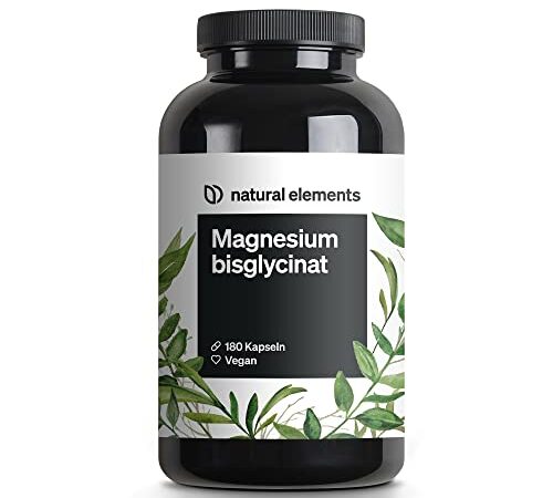 Magnesiumglycinat - Premium: Chelatiertes Magnesium - 180 Kapseln - 100mg elementares Magnesium pro Kapsel - Laborgeprüft, vegan, hochdosiert