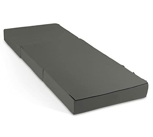 maxVitalis Klappmatratze, Gästematratze, 3-teilige Faltmatratze, Schaumstoff extra dick (15cm), waschbar, Bandscheibenwürfel, klappbar, Faltbare Matratze, Erwachsene (Grau, 75 x 195 x 15 cm)
