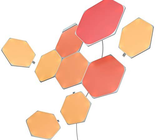 Nanoleaf Shapes Hexagon Starter Kit, 9 Smarten LED Panels RGBW - Modulare WLAN 16 Mio. Farben Wandleuchte Innen, Musik & Bildschirm Sync, Funktioniert mit Alexa Google Apple, für Deko & Gaming