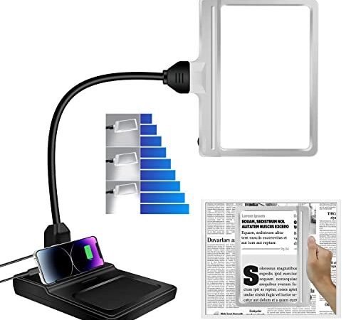 OBOVO 4X Lupe mit Licht und Ständer, 36 LED Flexible Schwanenhals Vergrößerung Schreibtischlampe, einstellbare Helligkeit abnehmbare große Seite Lupe zum Lesen, Nähen, Handwerk, Malen,schließen Arbeit