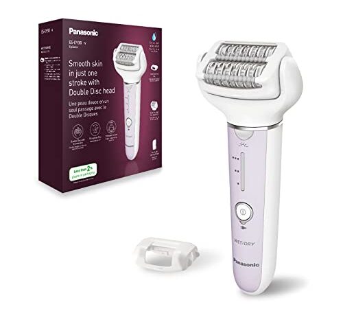 Panasonic ES-EY30-V503 Nass/Trockenepilierer, Dual Disc mit 60 Pinzetten, 90° schwenkbarer Kopf, 3 Geschwindigkeiten & LED-Licht, 30 Min. Betrieb, kabellos, Haarentferner.