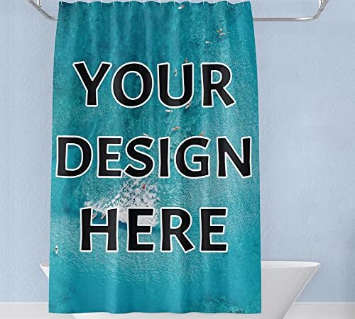 Personalisierter Duschvorhang, individuelles Duschvorhang-Set mit Foto, Logo, Text, wasserdicht und schimmelfest, atmungsaktiv, mit 12 C-förmigen Haken, geeignet für die Dekoration im Badezimmer