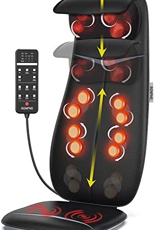 RENPHO Rückenmassagegerät, Shiatsu Massageauflage mit Wärmefunktion und Vibrationsfunktion, Höhenverstellbarer und S-förmiges Massageauflage, Elektrisches Massagegerät für Nacken und Schulter, Schwarz