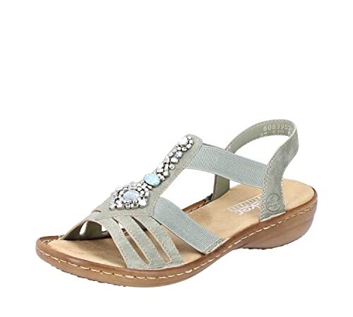 Rieker Damen 60839 Sandale, grün, 38 EU