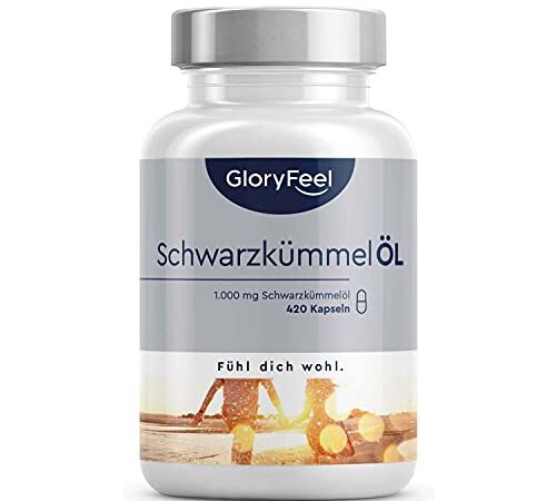 Schwarzkümmelöl - 420 Kapseln - 1000mg pro Tagesdosis - Ägyptisch, naturbelassen und kaltgepresst - 80% essentielle Fettsäuren + Vitamin E - Laborgeprüft ohne Zusätze in Deutschland hergestellt