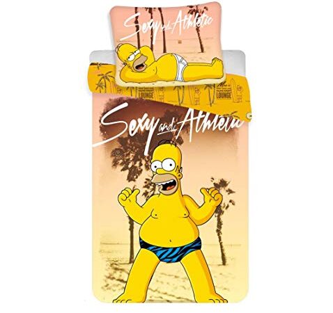 The Simpsons Homer Beach Wende-Bettwäsche-Set, 100 % Baumwolle