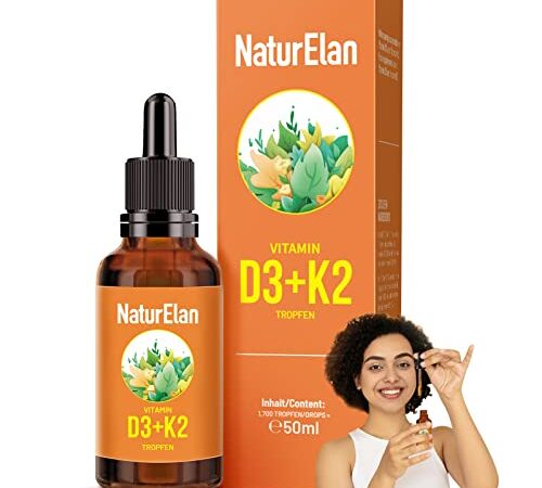 Vitamin D3 K2 hochdosiert Tropfen - 50ml, 1000 I.E. Vitamin D3 pro Tropfen, vegetarisch, ohne Zusätze, in Deutschland produziert (50ml)