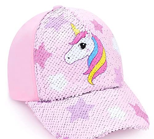 WAWSAM Einhorn Mädchen Baseballkappe Verstellbarer Kinder Snapback Trucker Cap Baumwolle Mädchen Baseball Mütze Sonnenhut für Reisen Schule Outdoor Sportarten